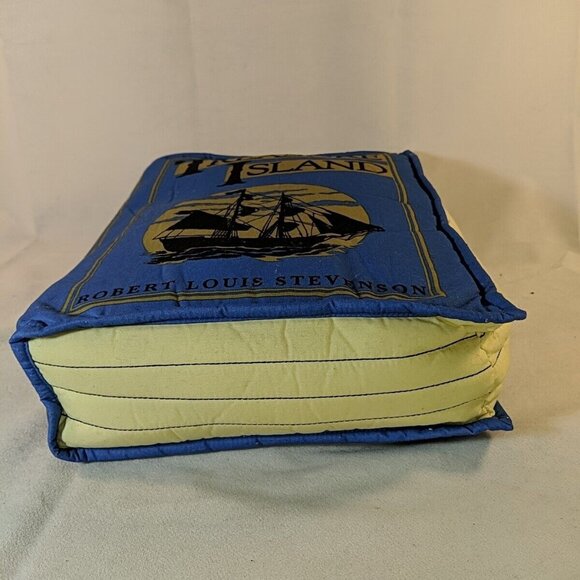 Think Geek Olde Book Pillow, Treasure Island Robert Louis Stevenson Blue Plush - Picture 10 of 10